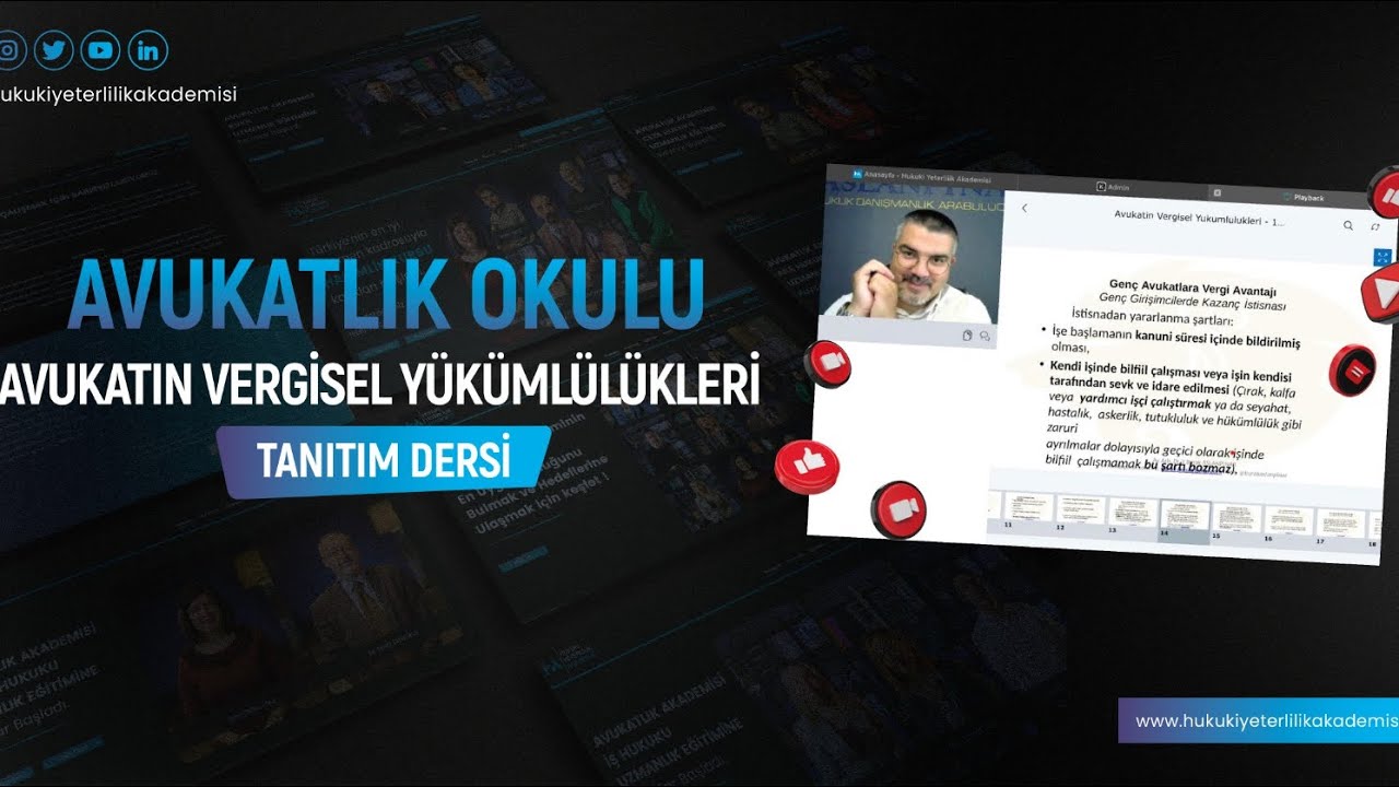 AVUKATLIK OKULU, AVUKATIN VERGİSEL YÜKÜMLÜLÜKLERİ TANITIM DERSİ #avukatlıkokulu #hukukiyeterlilik