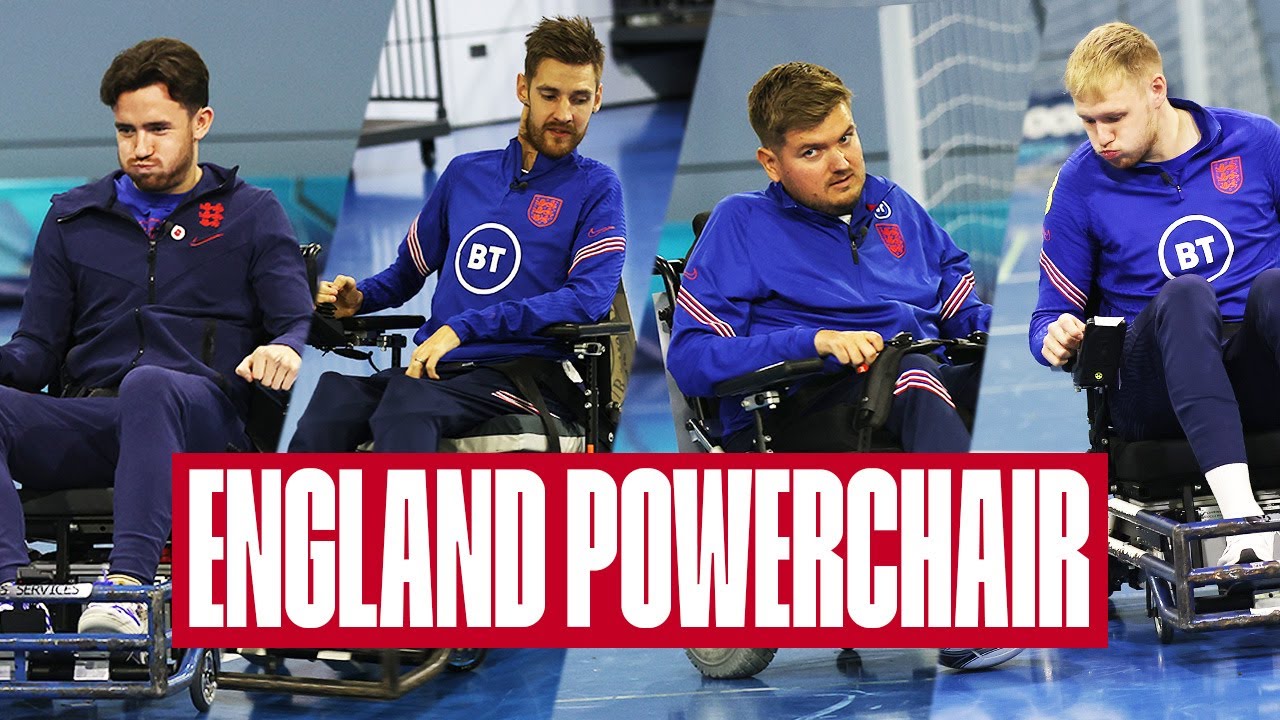 Ben Chilwell & Aaron Ramsdale Meet England Powerchair Stars Chris Gordon & Jon Bolding | England