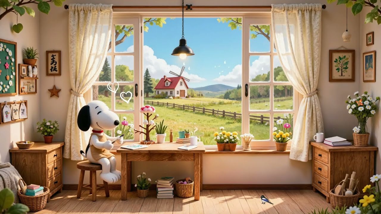 Snoopy’s Little Spring Art Corner 🎨 Cozy Lofi Beats for Study, Relax & Calm Days