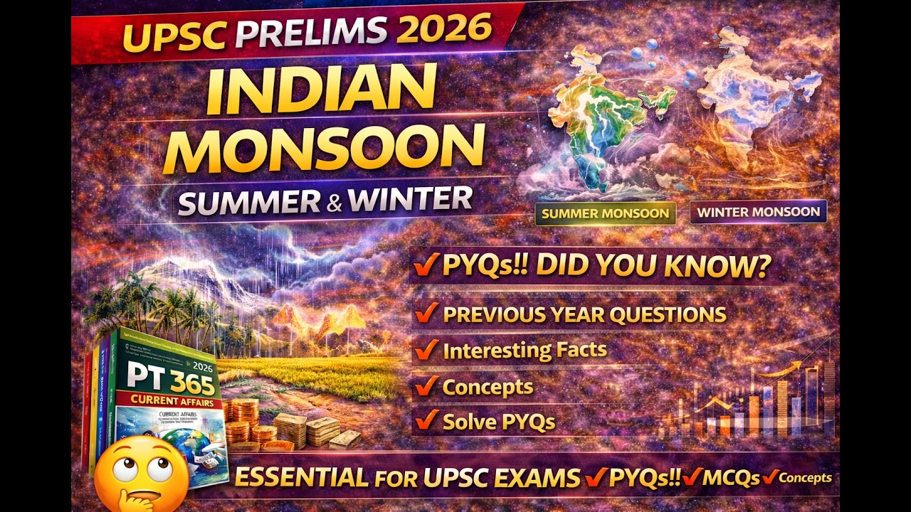 Indian Monsoon Explained | Summer vs Winter Monsoon | UPSC PYQs | Prelims 2026 Geography