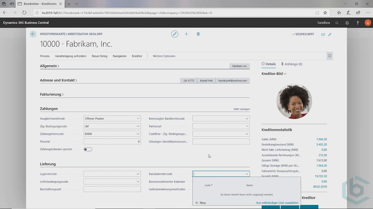 Business Central - Der Kreditorenstamm