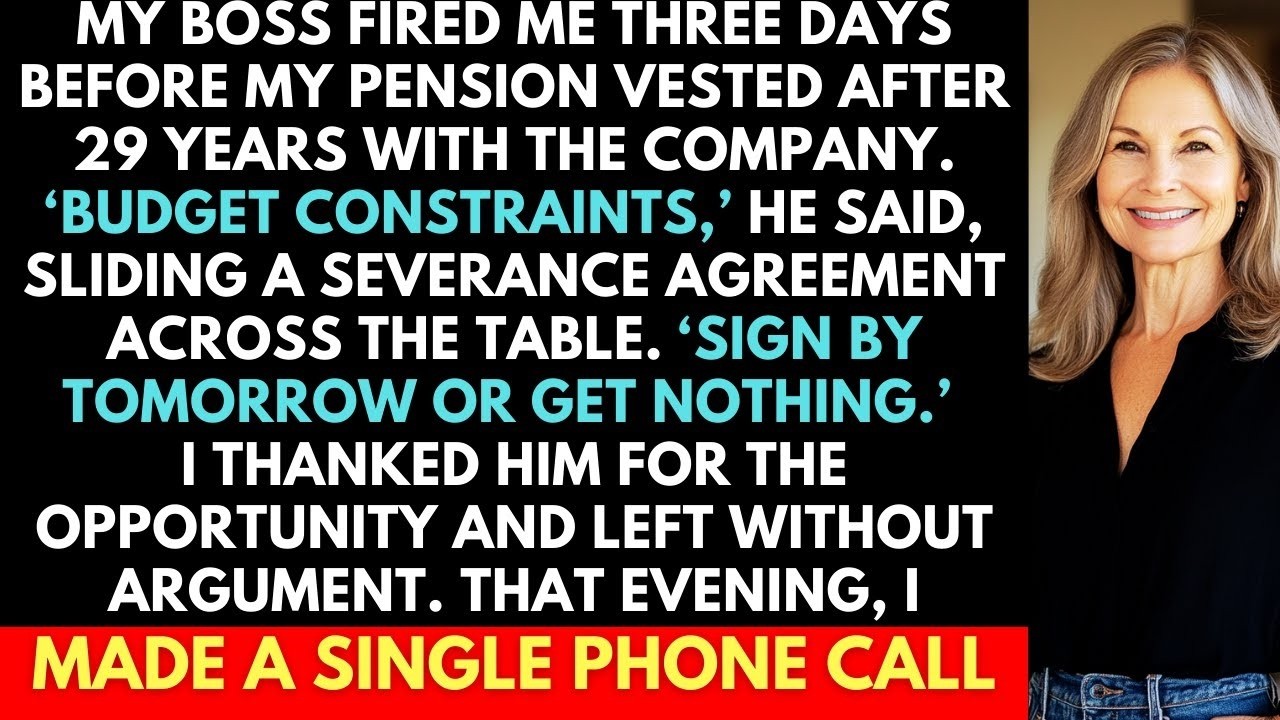 Boss Fired Me 3 Days Before My Pension Vested After 29 Years With The Company. I Made A Phone Call…