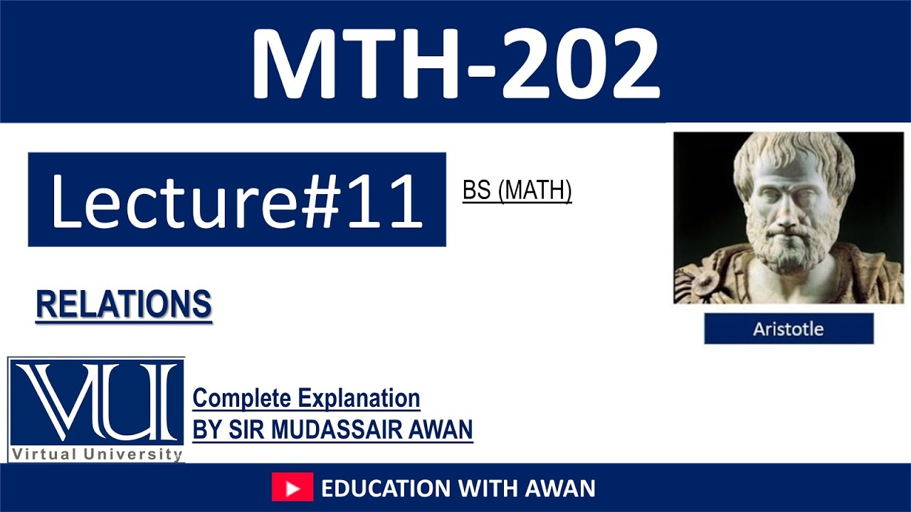 MTH202 (Discrete Mathematics) | Lecture 11 | Relations  | BS Maths VU