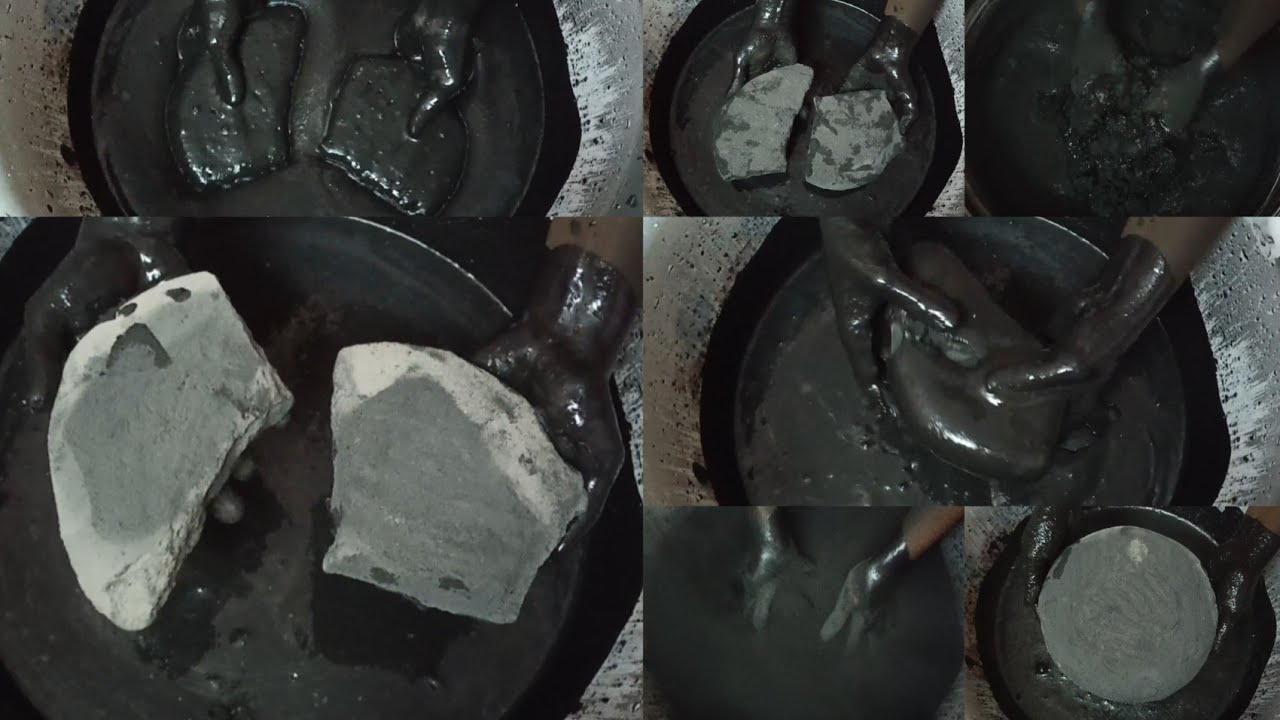 Soft Smokey💨Fine🖤Charcoal Slabs Crumbling in💦+Add Fresh Charcoal & Paste Mixing/Playing ASMR #1172