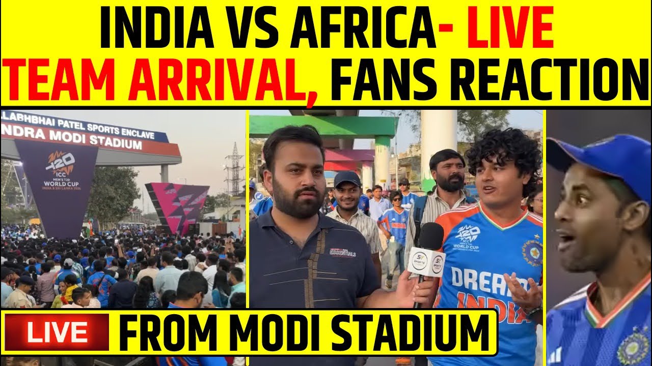 🔴IND VS SA LIVE FROM STADIUM- TEAM ARRIVAL, PITCH, FANS - VIBE AT MODI STADIUM