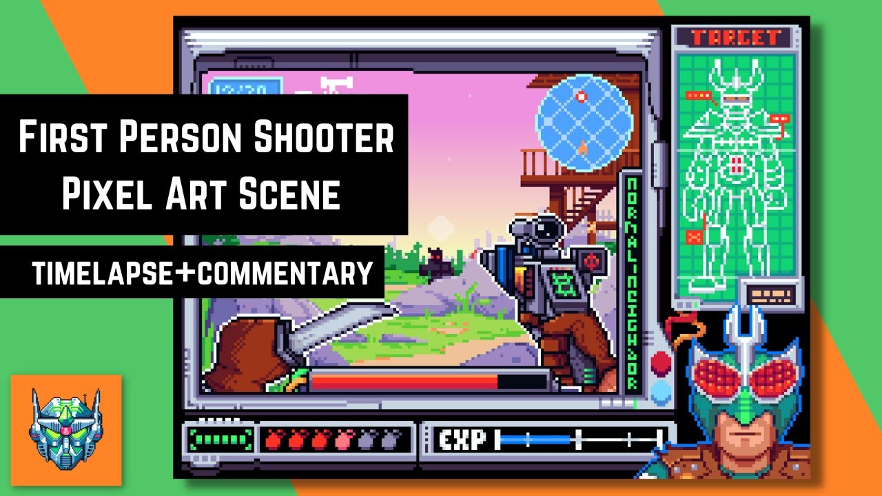 First Person Shooter Pixel Art Animation (Timelapse and Process)