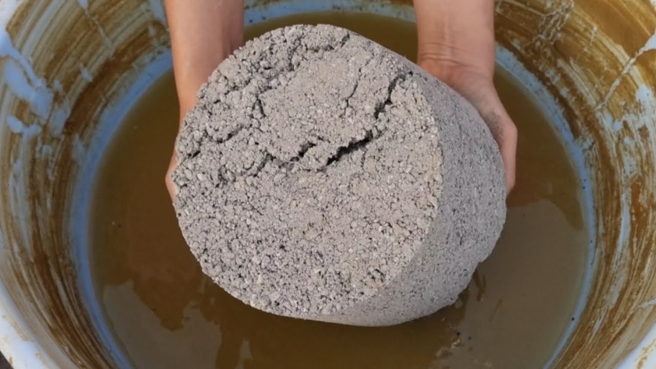 Gritty Reused Cement Crumbling in Water Satisfying ASMR sounds 