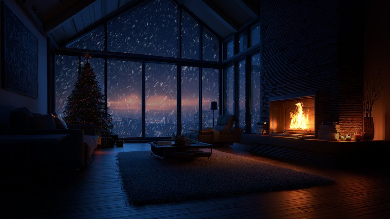 Gentle Snowfall & Firelight ❄️ A Peaceful Winter Soundscape for Focused Calm and Rest