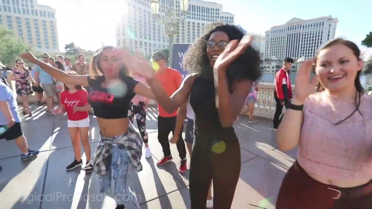 dancer Waltriessa in a Bruno Mars WEDDING PROPOSAL FLASHMOB | Vegas Bellagio Fountains