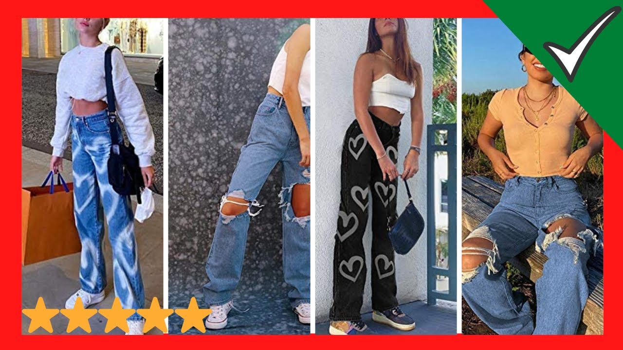 💋 Moda pantalones Anchos para mujer | Tipo Jeans Tendencia Juveniles