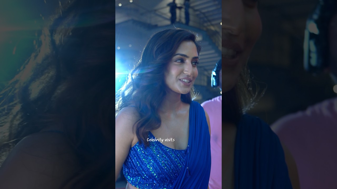 Reba Monica John Looking Stunning in Blue Saree at Mad Square promotional event