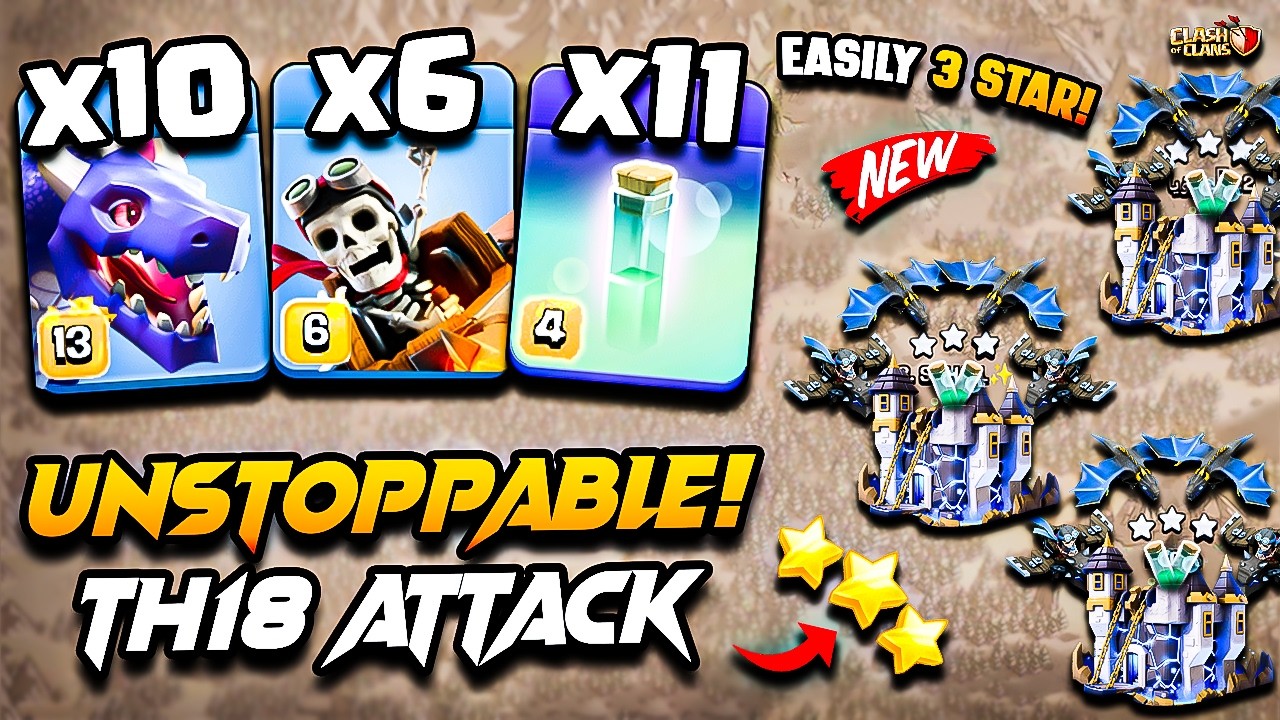 TH18 DRAGON & DRAGON RIDER Attack With RC CHARGE COC | Best TH18 Attack Strategy With Dragon 2026