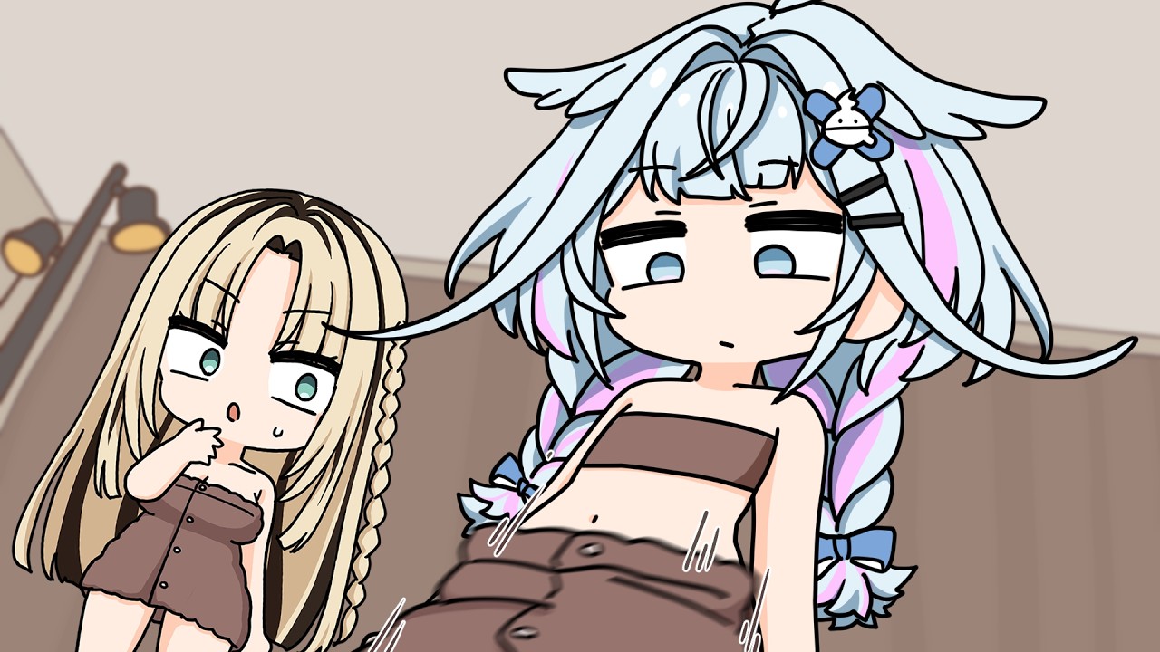 【手描き】何回やってもタオルがストンと落ちてしまうすうちゃん【虎金妃笑虎/水宮枢/ホロライブ/切り抜き漫画】