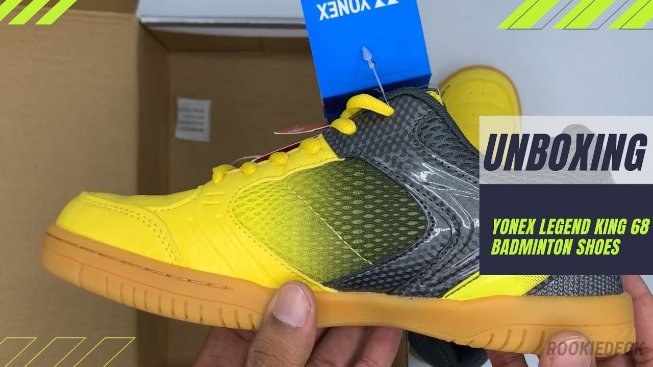 Unboxing Yonex Legend King 68 Badminton Shoes Yellow Metal Gray Badminton Shoes | Non-Marking Shoes