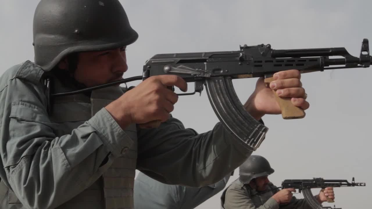 Afghan Uniformed Police Training With AMD-65 Assault Rifle