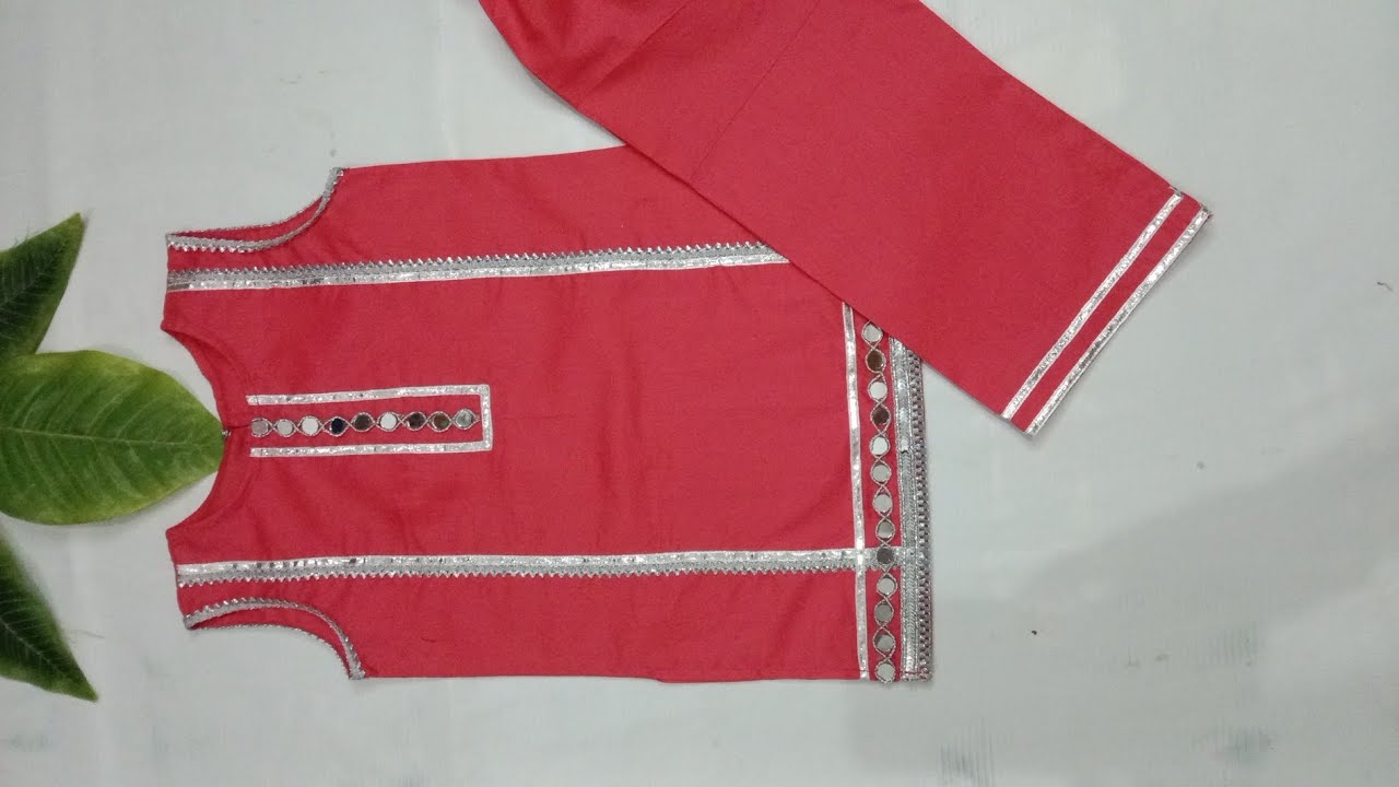 How to design plain dress with laces | Eid dress for baby girl cutting and stitching | Quick stitch 