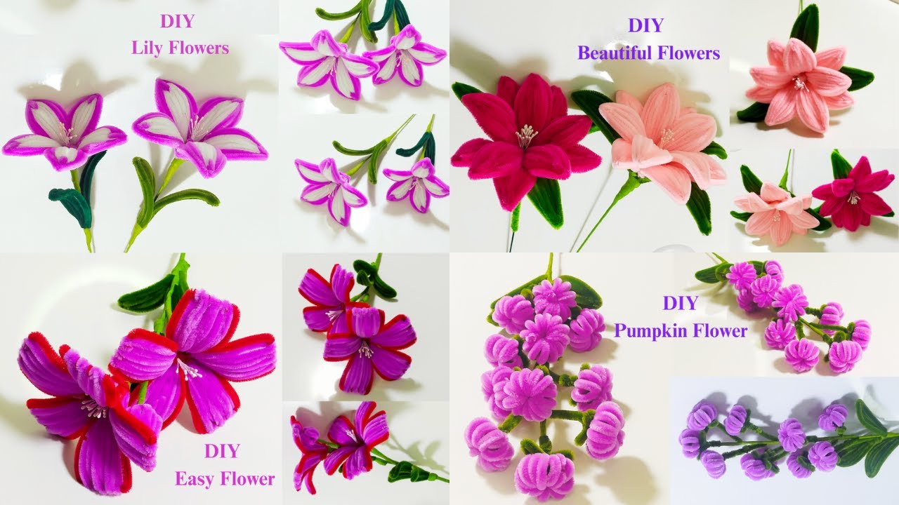 4 DIY Pipe Cleaner Flowers | how to make flowers with Pipe Cleaners | Easy way for making flower
