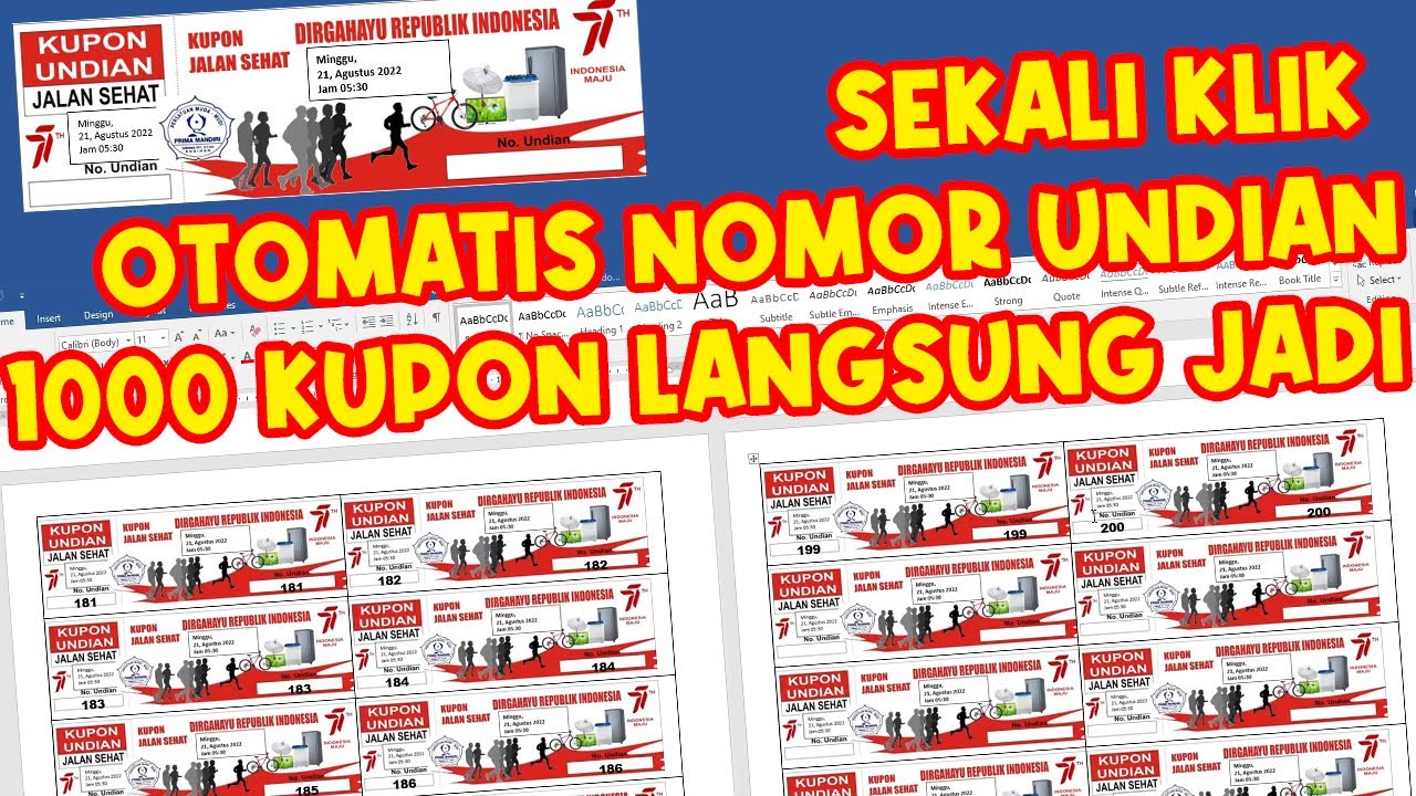 BUAT NOMOR KUPON DOORPRIZE OTOMATIS DI WORD SEKALI KLIK MUDAH , CEPAT DAN LENGKAP