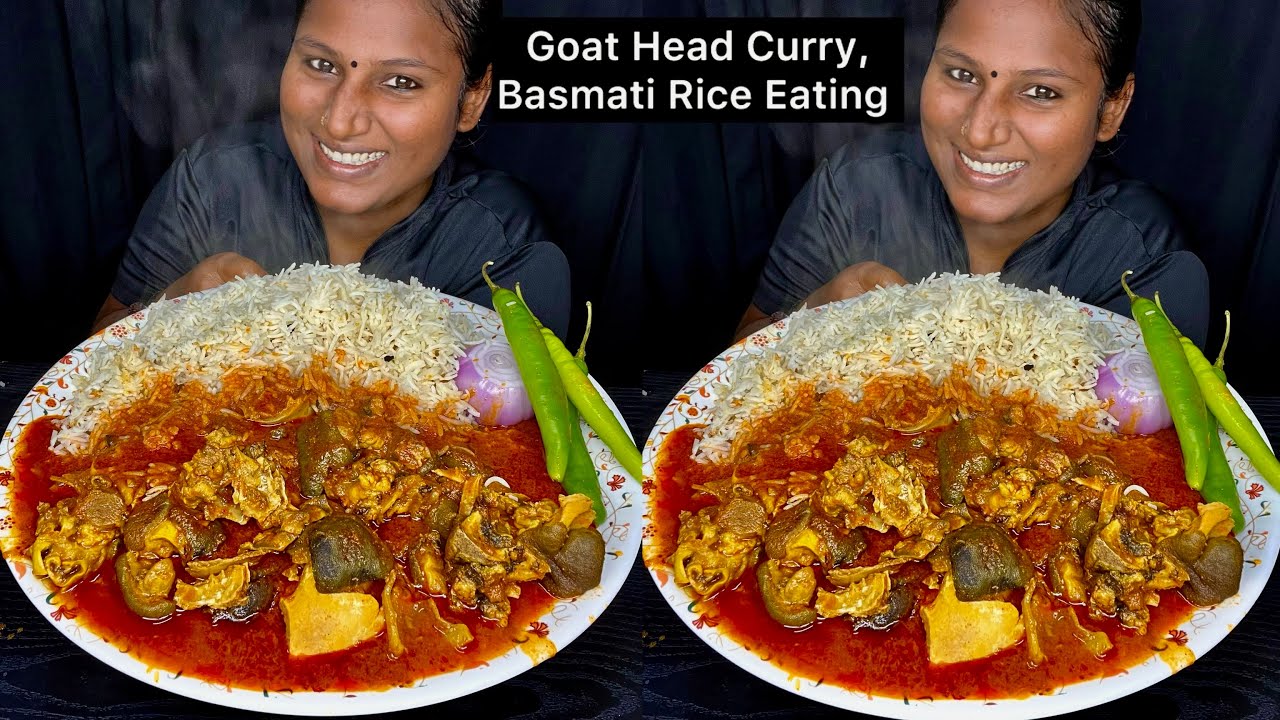 Goat Head Curry, Basmati Rice Eating Challenge | Video 146