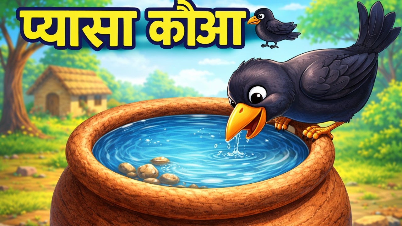 Pyasa Kauwa Poem for Kids 🐦 | The Thirsty Crow Story | Moral Story in Hindi