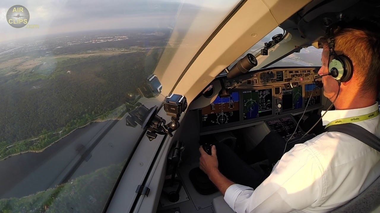 Beautiful Views! State-of-the-art A220-300 Cockpit during Landing in Riga! [AirClips]