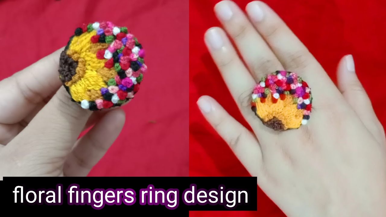 floral embroidery finger ring tutorial ( A-Z)#fingerringrs#tutorial