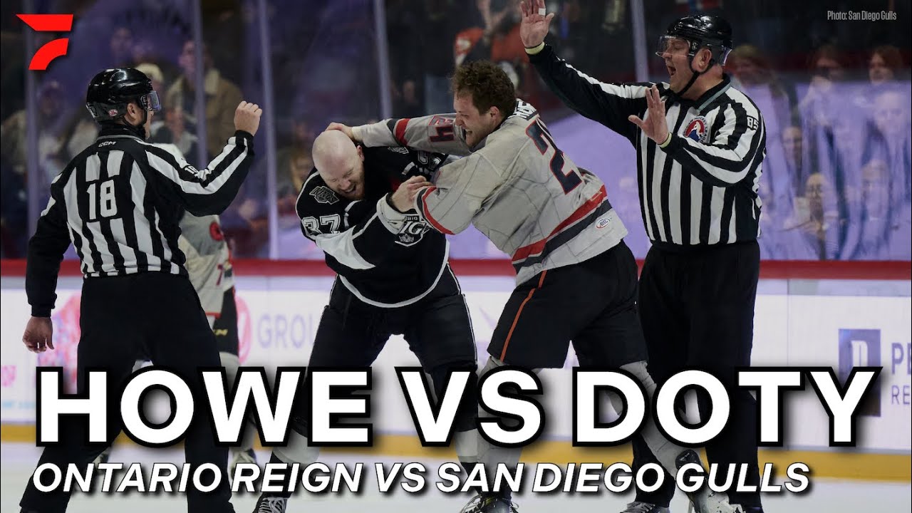 AHL Fight Just Kept Going - Jacob Doty vs Travis Howe | Ontario Reign vs San Diego Gulls
