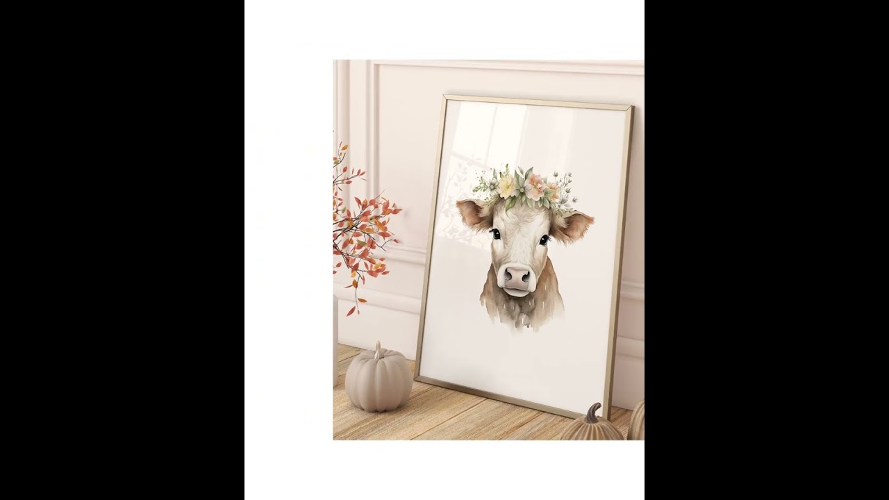 Farmhouse Decor - Rustic Cow Watercolor Print - Printable Wall Art - Instant Download