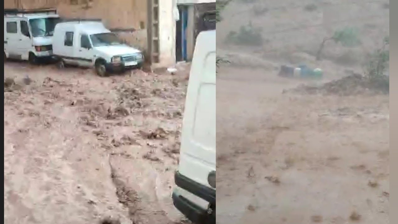 عاصفة الرعدية القوية مصحوبة ببرد التبروري خلفت سيول امس في منطقة رشيدة اقليم جرسيف #المغرب