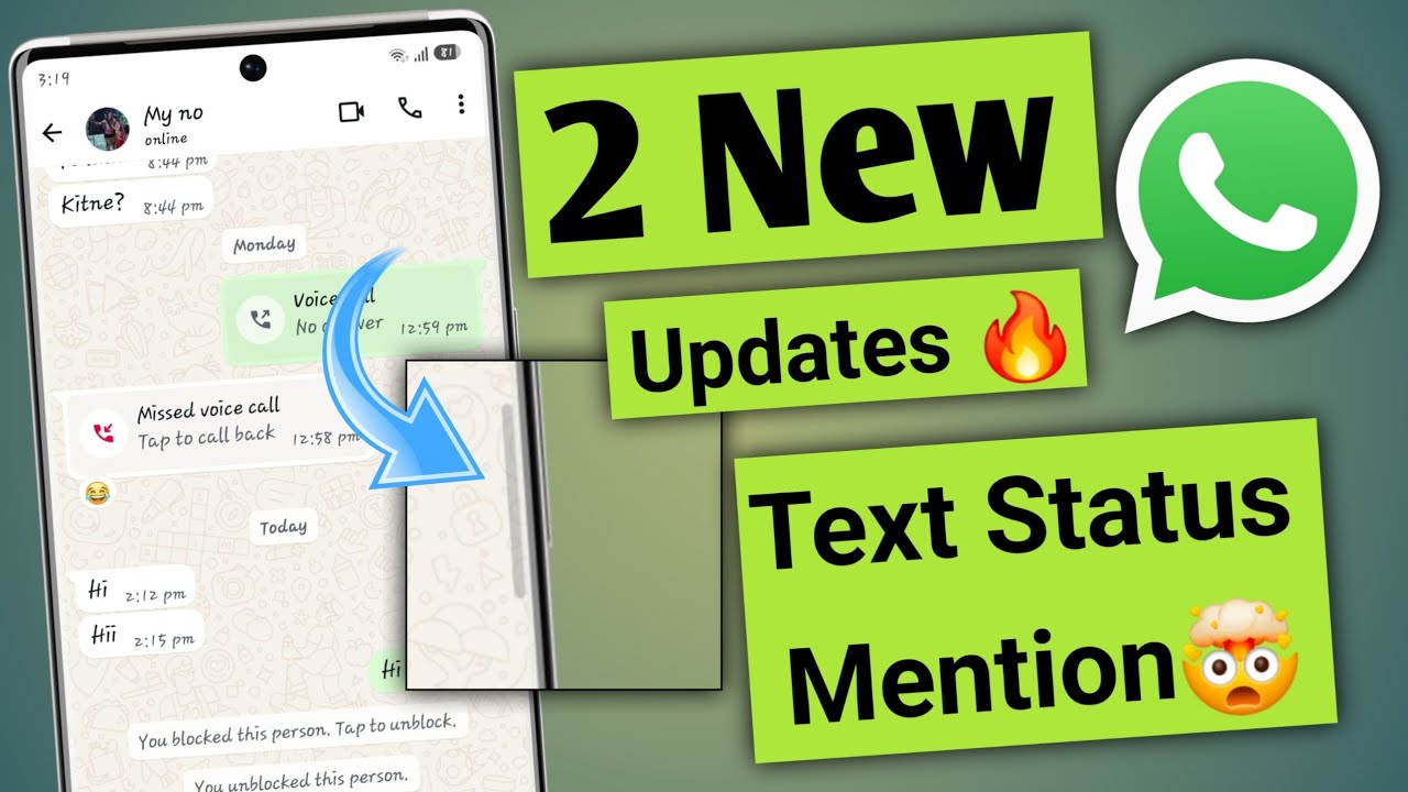 2 Whatsapp New Update | Whatsapp Meta AI | Whatsapp Status Mention New Feature 🔥