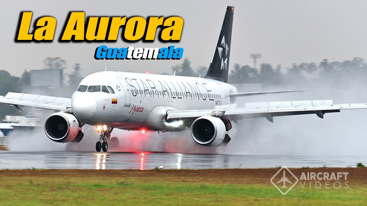 Aeropuerto La Aurora Guatemala PISTA MOJADA (4K)