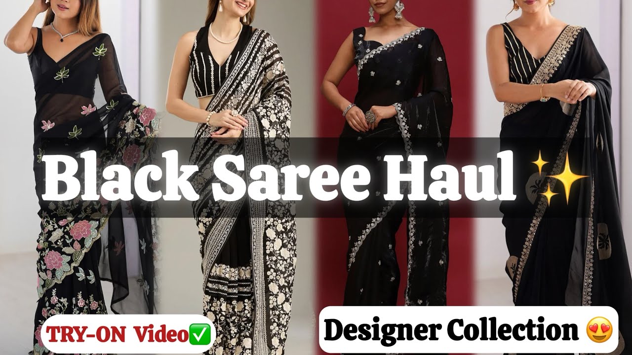 Black Saree Haul🖤 || from Myntra🛍️|| Designer Collection ✨😍 || Rashika Gupta 