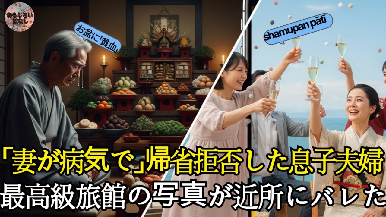 🔥一人で法要して泣いた義父の前に嫁が着物着てシャンパン持つ写真が