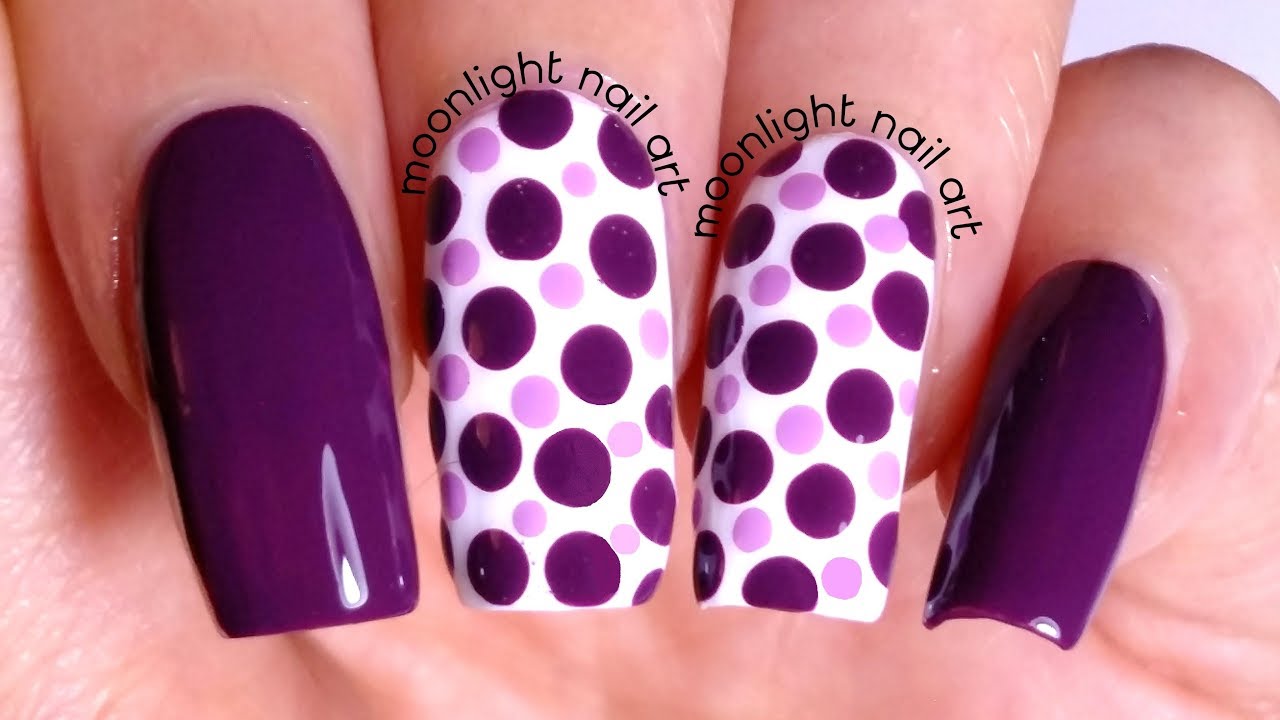 Purple and Lilac Dotting Tool Design Tutorial– by Moonlight Nail Art
