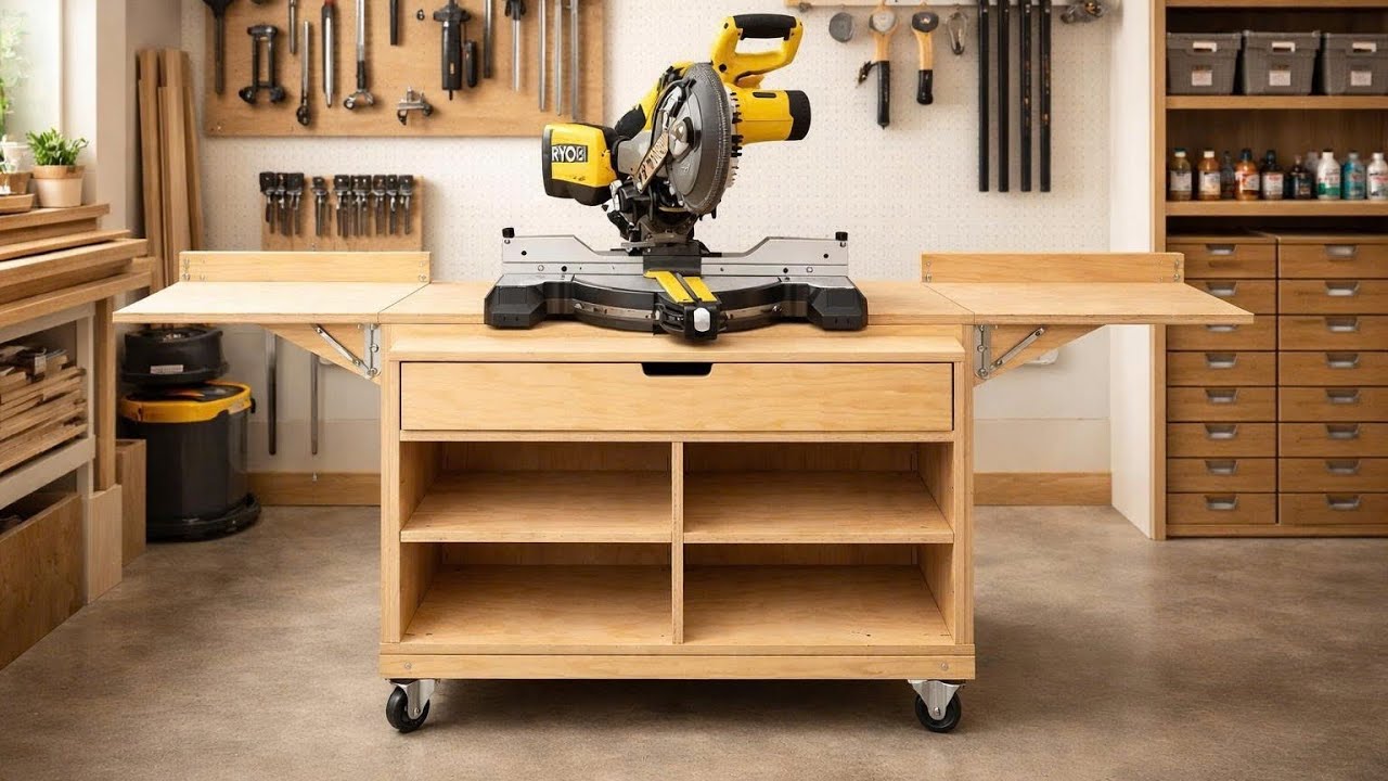 DIY Professional Mobile Miter Saw Station – The Perfect Solution for Small Workshops