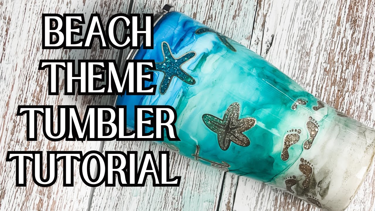 Peek-a-Boo style Beach Tumbler With Glitter And Alcohol Inks