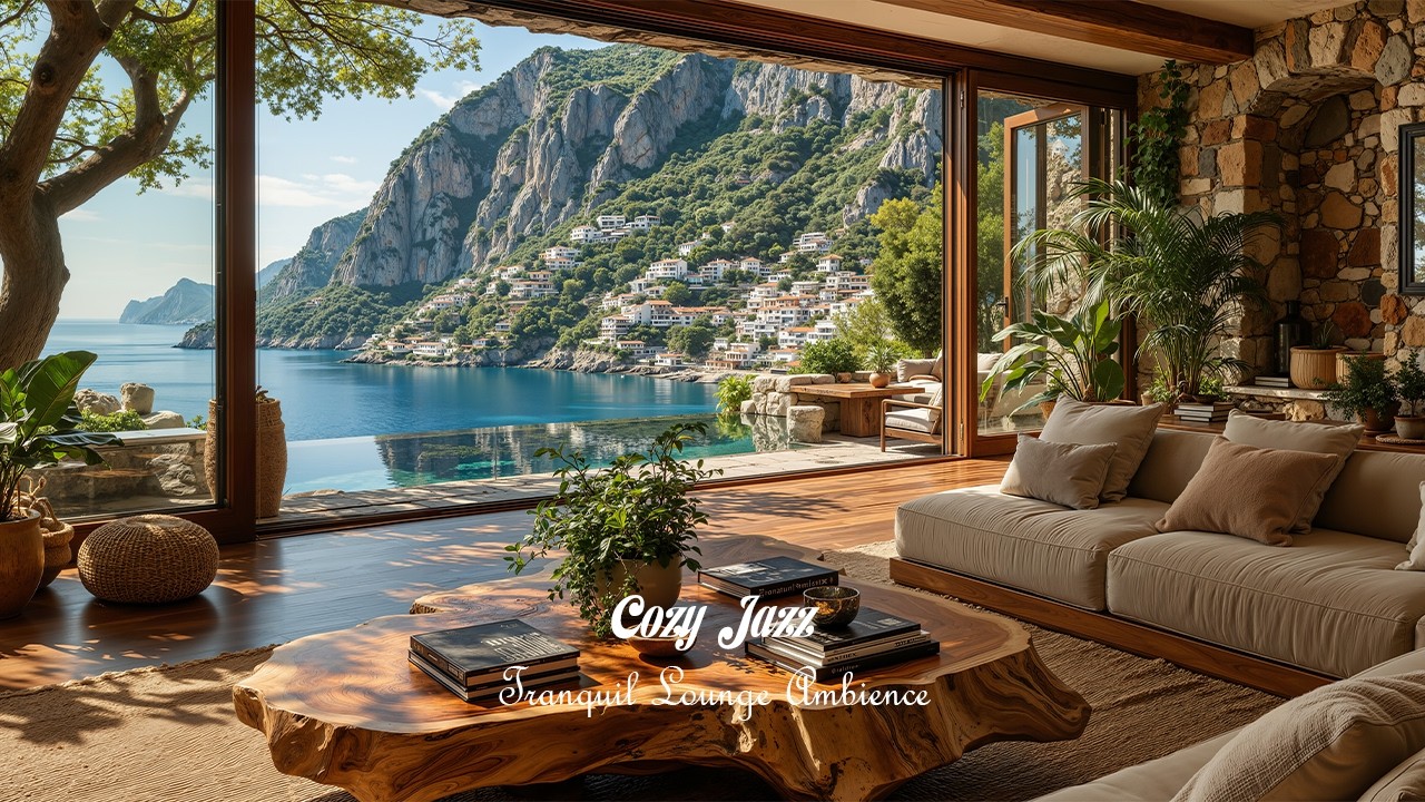Cozy Jazz at Tranquil Lounge Ambience | Peaceful Nature Scene with Music to Refresh & Relieve Stress