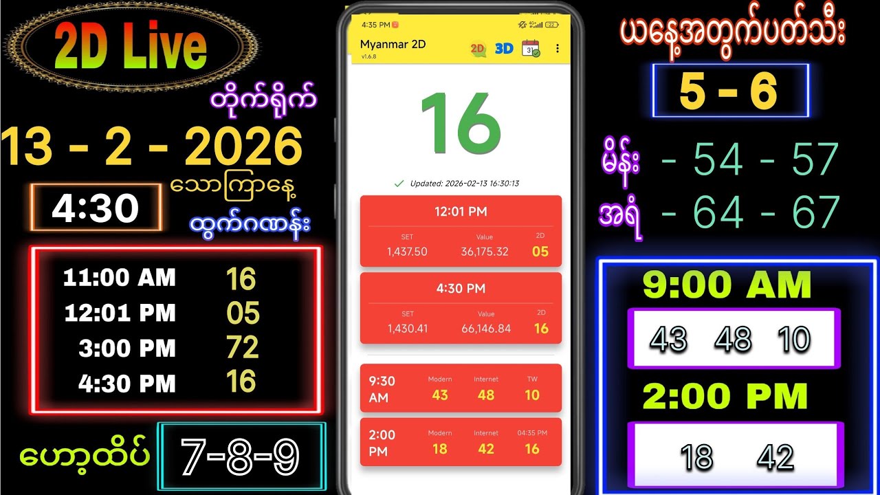 2d Live (13-2-2026) သောကြာနေ့ ညနေခင်း 4:30