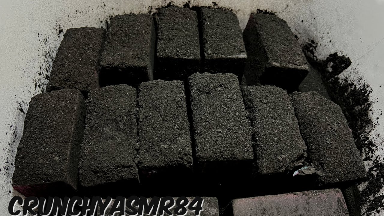 Black Dyed Blocks Covered w/Charcoal Powder | FAIL | Oddly Satisfying | ASMR | Sleep Aid