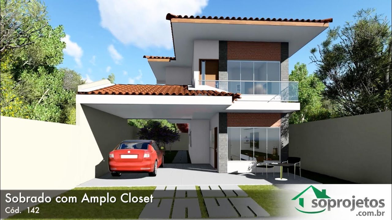 Sobrado com Amplo Closet - C&oacute;d. 142 - Soprojetos.com.br