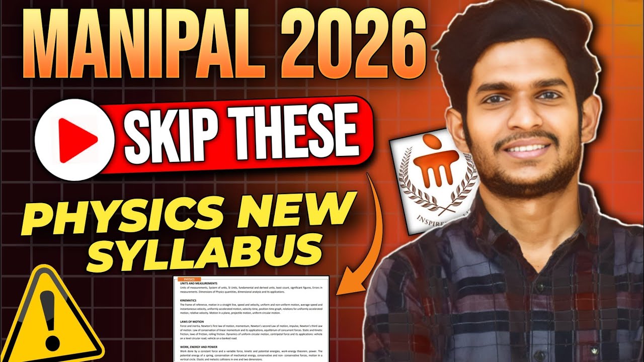 Manipal Exam 2026 New Physics Syllabus Out | MET 2026 Latest Official Update 
