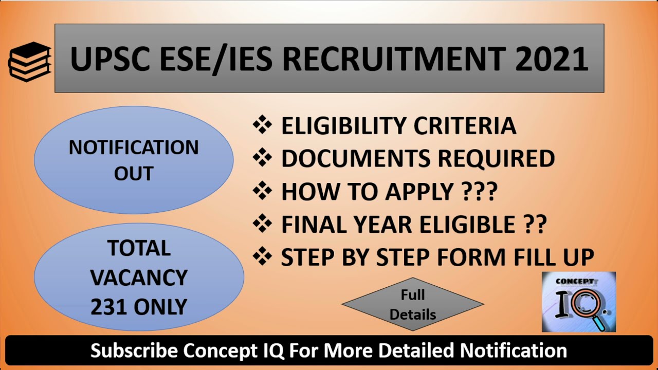 UPSC IES/ESE 2021 Notification Out| All Details Eligibility, Syllabus, Fees, Registration|#ConceptIQ