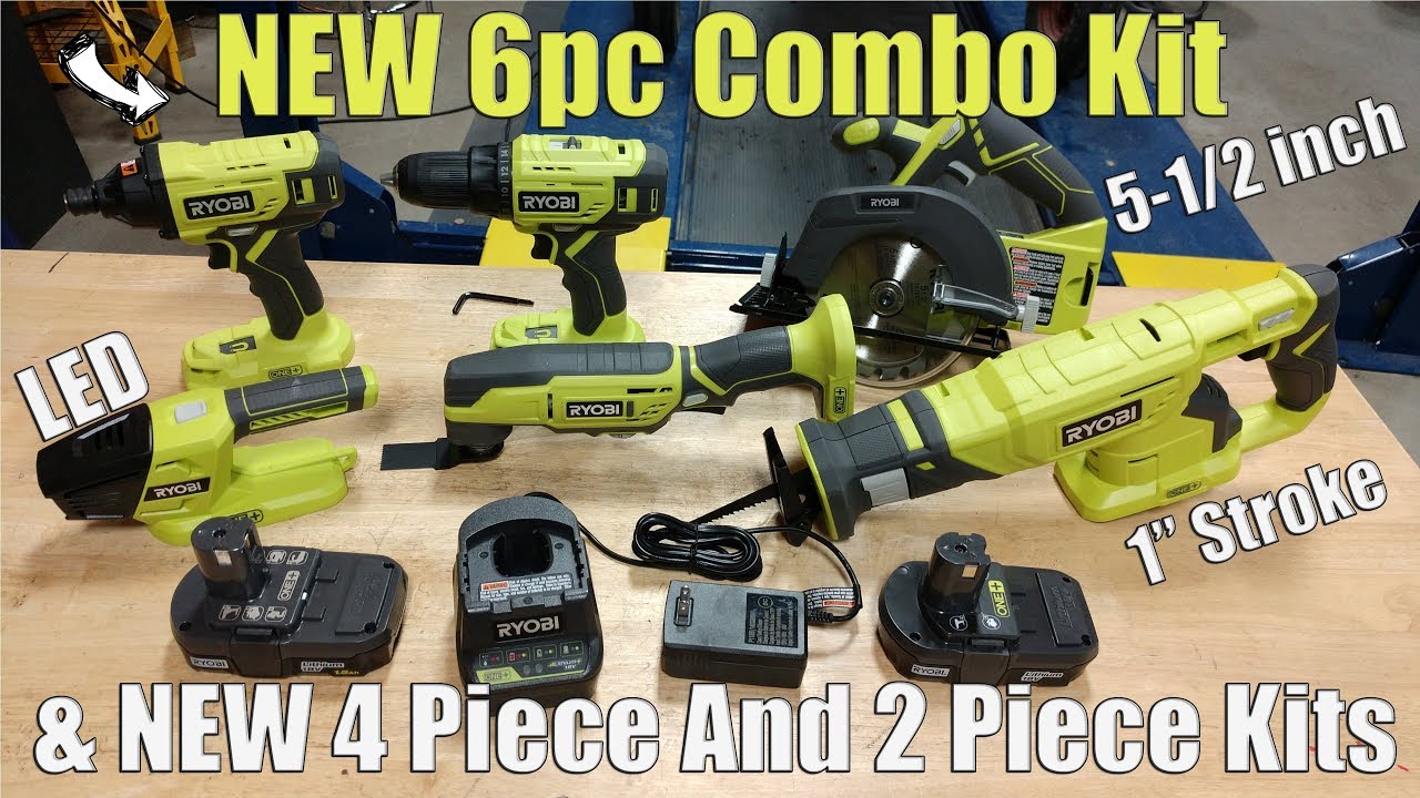 NEW UPDATED RYOBI ONE+ 18-Volt 6 Piece Combo Kit P1819 & 4 Piece Kit P1818 & 2 Piece Kit P1817 P1816