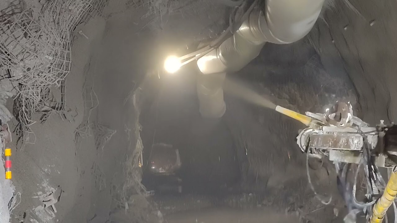 Footwall drive both side piller shotcreat #underground #mining #shotcrete #viral #video 