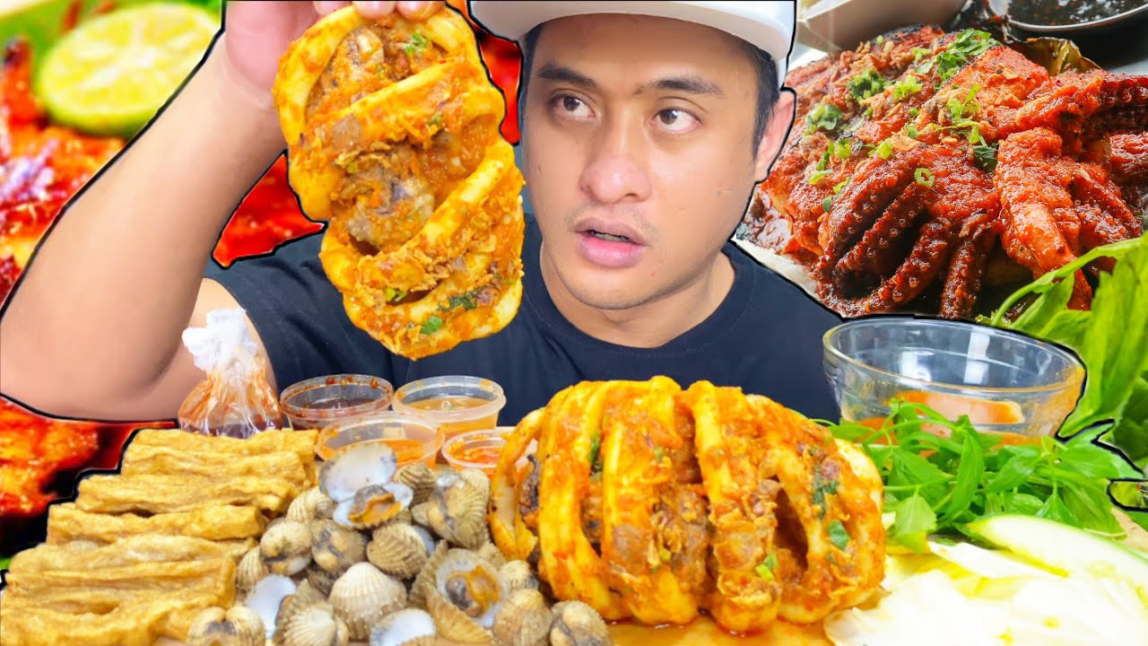 MAKAN SOTONG BAKAR GERGASI SIZE XXXL YANG SAMA BESAR DGN MUKA AKU (mukbang malaysia)