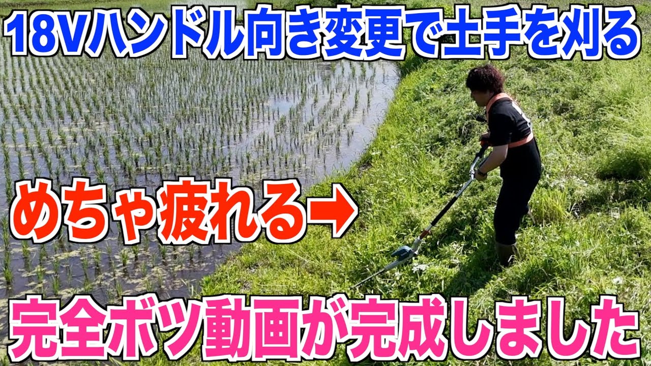 【マキタ】ポールヘッジトリマー18Vの土手草刈りの検証 ボツ動画 40代米作り奮闘記