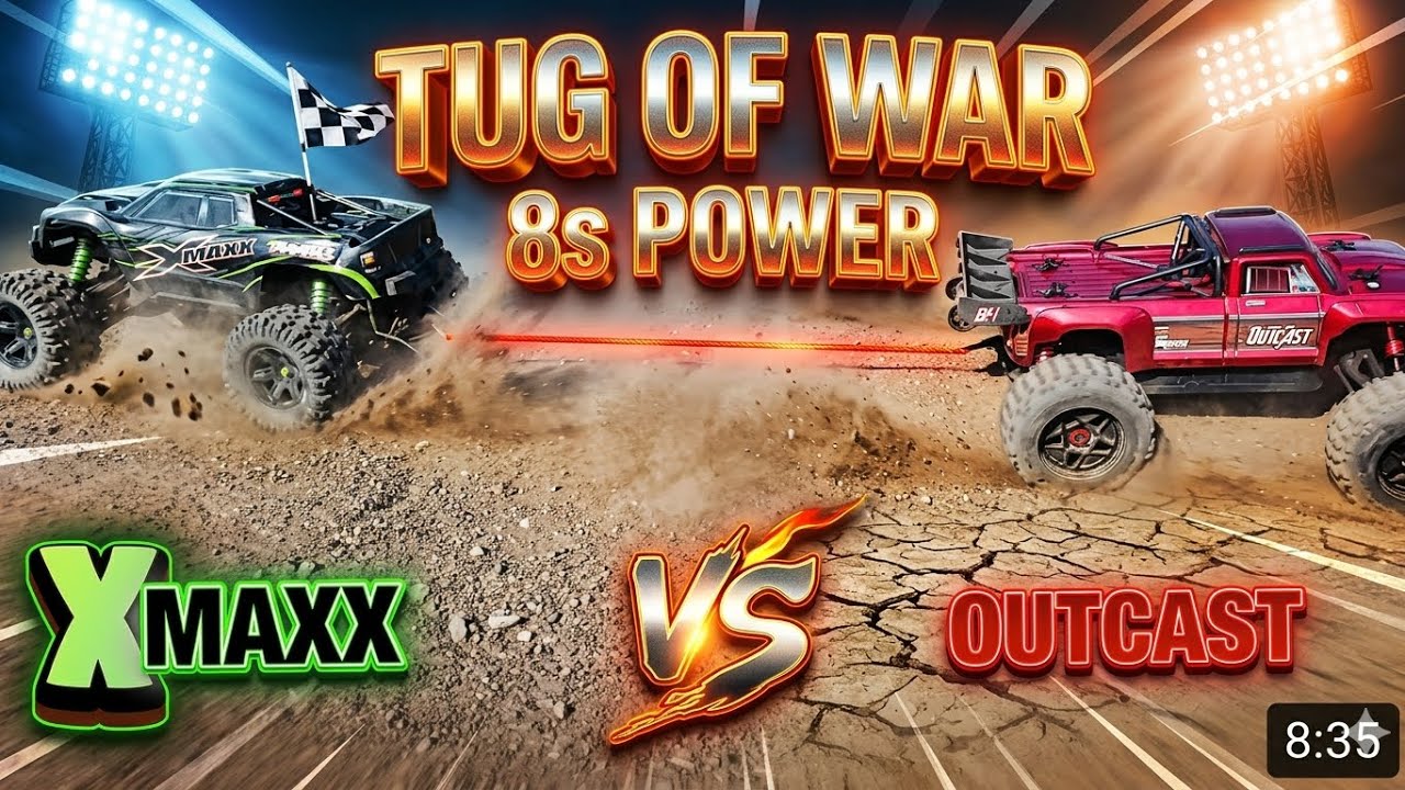 Traxxas XMAXX go against Arrma Outcast 8s Tug of WAR
