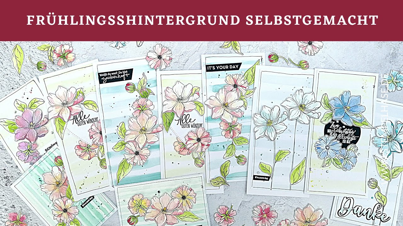 Glückwunschkarte mit Aquarell - Anleitung / Tutorial Slimeline-Karte selber basteln