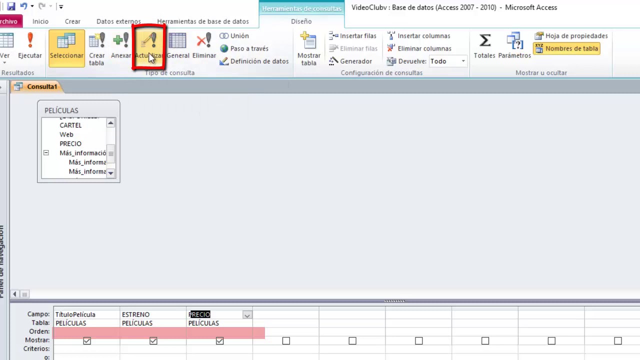 Consulta Access Actualizar