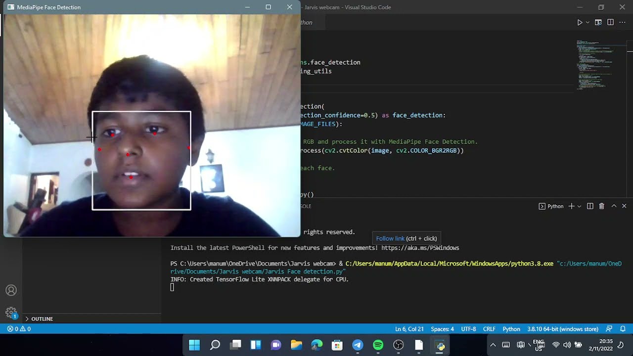 Making a Face Detection in| visual studio and python| My things T.U.V